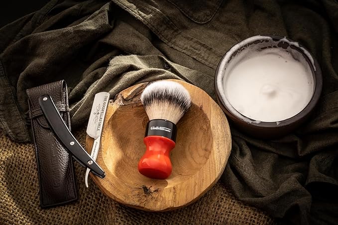 The Goodfellas Smile Synthetic Shaving Brush (Red Evil), Oversized 26 mm Brush Knot for a Fabulous Lather