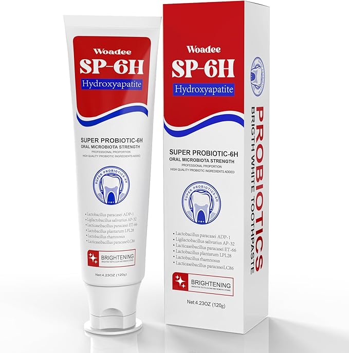 Woadee SP-6 Hydroxyapatites Toothpaste, SP-6 Probiotic Whitening Toothpaste,6 Probiotics+Hydroxyapatites Formula for Teeth Whitening, Strengthening and Enamel Protection，Mint Flavor, Fresh Breath (1)