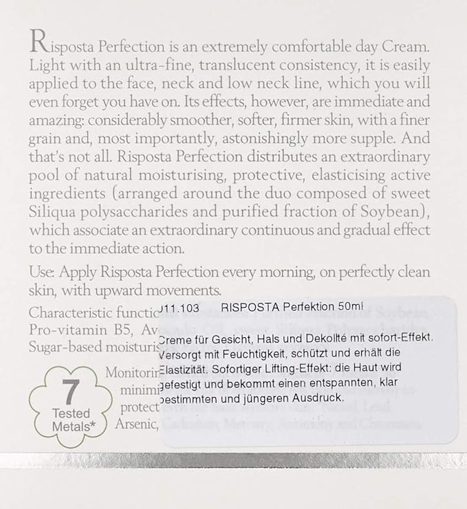 L'Erbolario Risposta Perfection Lifting Effect Face Cream – Face Moisturizer and Firming Day Cream – Facial Moisturizer for Skin Elasticity - 1.6 oz