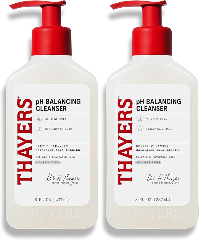 THAYERS pH Balancing Daily Cleanser,Face Wash with Aloe Vera,Gentle and Hydrating Skin Care for Dry,Oily,or Acne Prone Skin,8 FL Oz.,(Pack of 2)