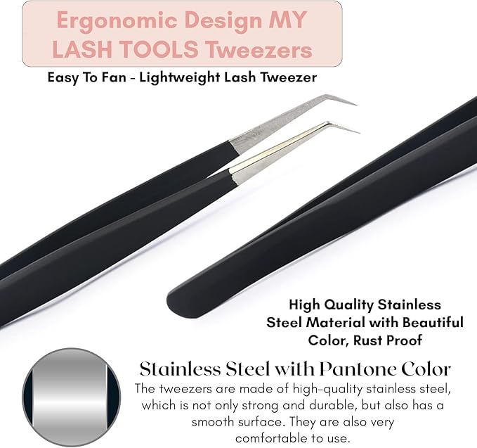 Isolation Lash Tweezers for Eyelash Extension Tweezer for Isolation Lash Extensions 14cm, Best for Individual Isolation & Classic Lashes Japanese Stainless Steel Matte Black)