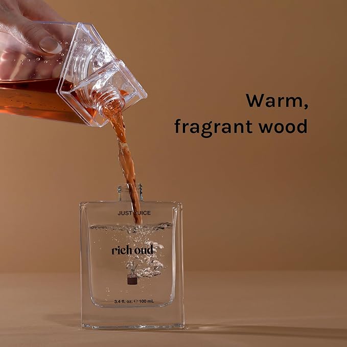 Just Juice Rich Oud - Oud Perfume for Women and Men - Bergamot, Saffron, Amber Perfume - Rich, Woody Mini Travel Size Fragrance - 0.3 oz