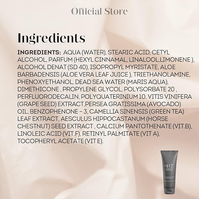 -417 Dead Sea Cosmetics Active Vegan After Shave For Men - Soothes, Moisturizes While Protecting Skin From Cuts and Nicks 3.38 oz.