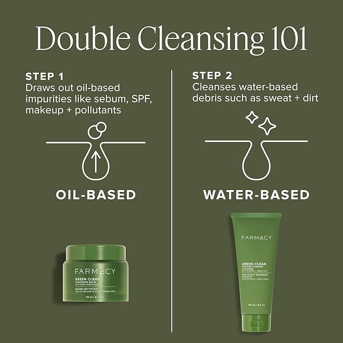 Farmacy Makeup Remover Cleansing Balm - Green Clean Waterproof Makeup Remover Balm + Oil Cleanser for Face - Gently Removes Make Up + SPF while Hydrating Skin (100 ml)