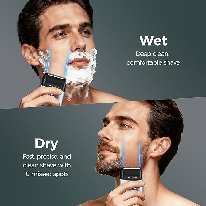 Foil Shavers for Men, Electric Shavers for Men Face, Pocket Shaver USB Mini Shavers for Men, Electric Foil Shavers with Type C Rechargeable and LED Display, IPX7 Waterproof for Travel & Home