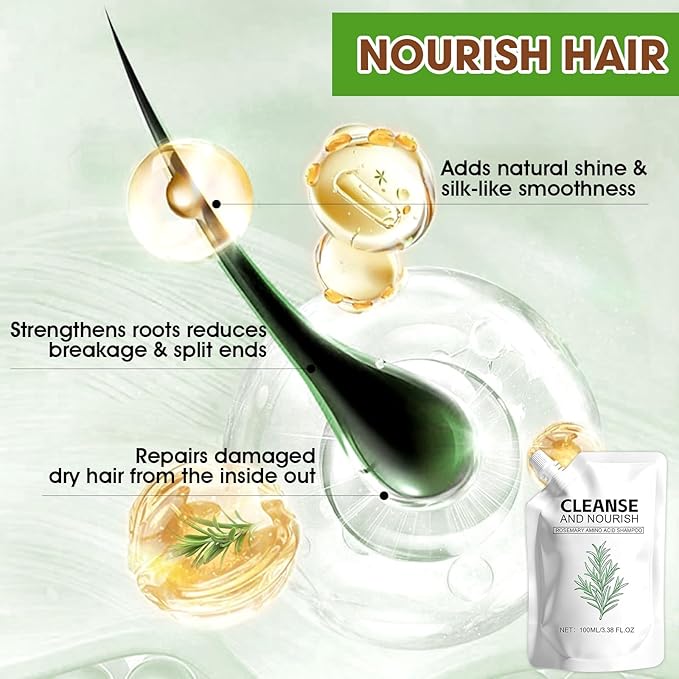 2PCS Rosemary Amino Acid Shampoo, Hair Growth Shampoo for Thinning Hair Women and Men Hair Loss, Strengthening Hair with Natural formula (3.38 fl.oz)
