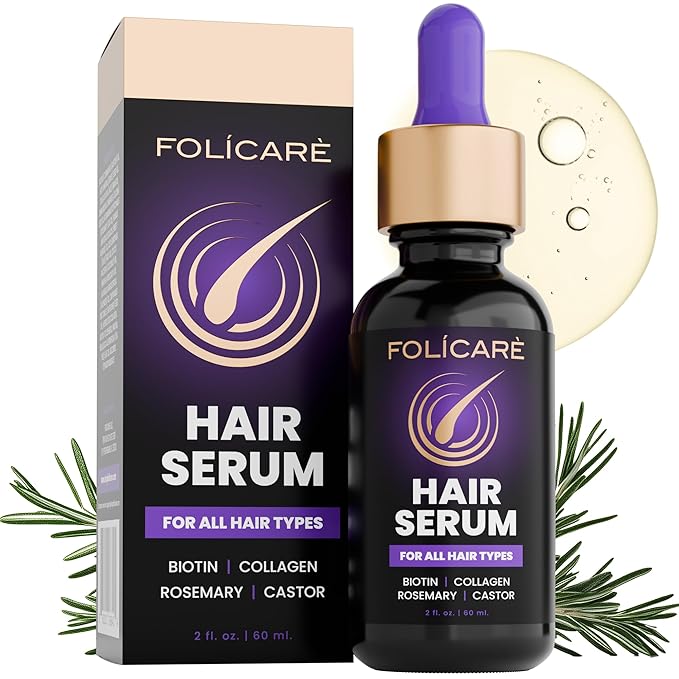 Hair Growth & Thickening Serum With Biotin & Rosemary + Multi-Benefit Treatment for Thinning Hair, Breakage & Split Ends, Boosts Density, Repairs Damage, Hydrates Dry Scalp - For Men and Women, 1 Pack