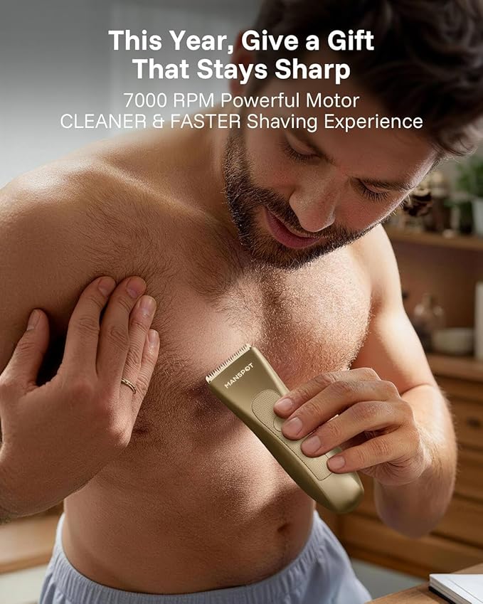 MANSPOT Manscape Hair Finishing Trimmer for Men, Men's Shaverand Razor (Gold) Valentine's Day Gifts for Him Perfect for Husband Boyfriend, Birthday Gifts for Friends Dad and All Men