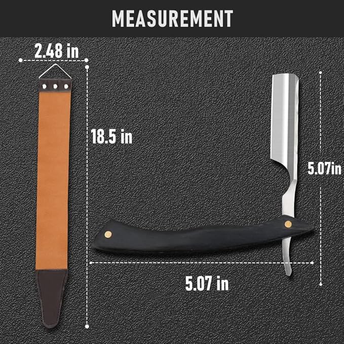 Straight Razor With Strope - Professional Straight Edge Barber Premium Stainless Steel Shaver With Shaving Strop for Men Home & Salon Grooming Using (NO.155)
