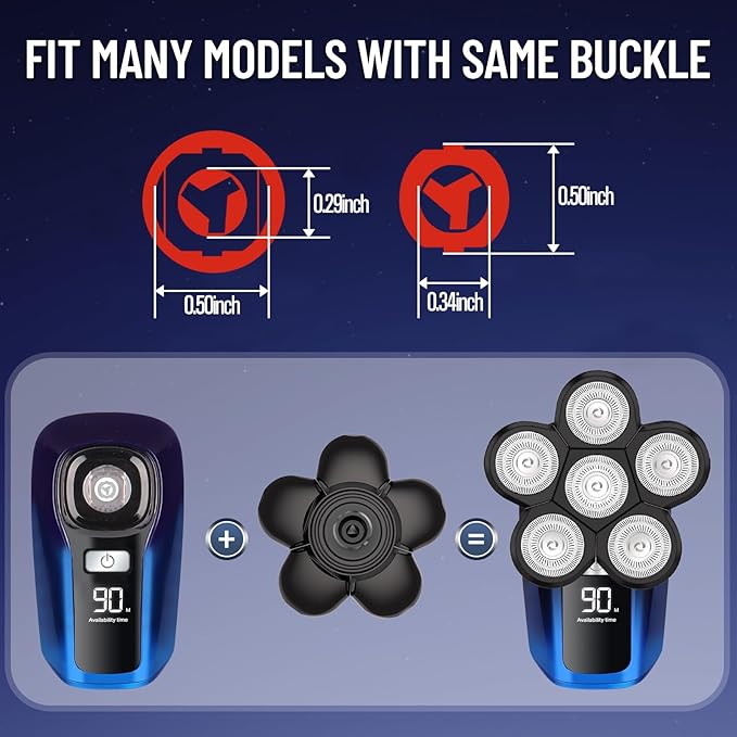 Replacement Heads for Main Shaver Brands, Shaver Blade Heads Replacement for Electric Razor for Men, Head Shaver Bald Shaver Replacement Heads with Blade Cover Shaver Head (6 Head Blades For Men)