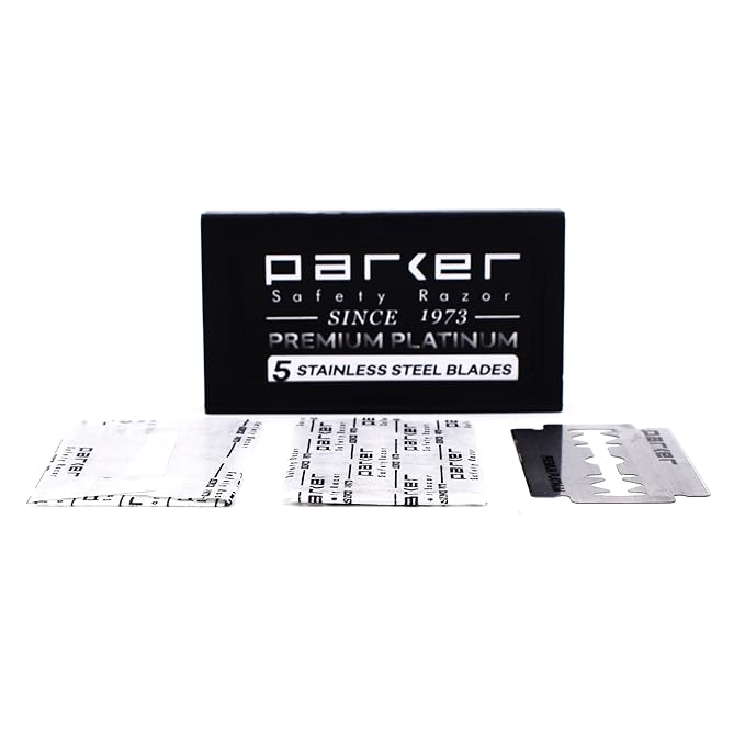 Parker 100‑Count Double Edge Safety Razor Blades – Premium Platinum‑Tungsten‑Chromium Coated Stainless Steel for Smooth, Long‑Lasting Shaves – Fits All DE Razors