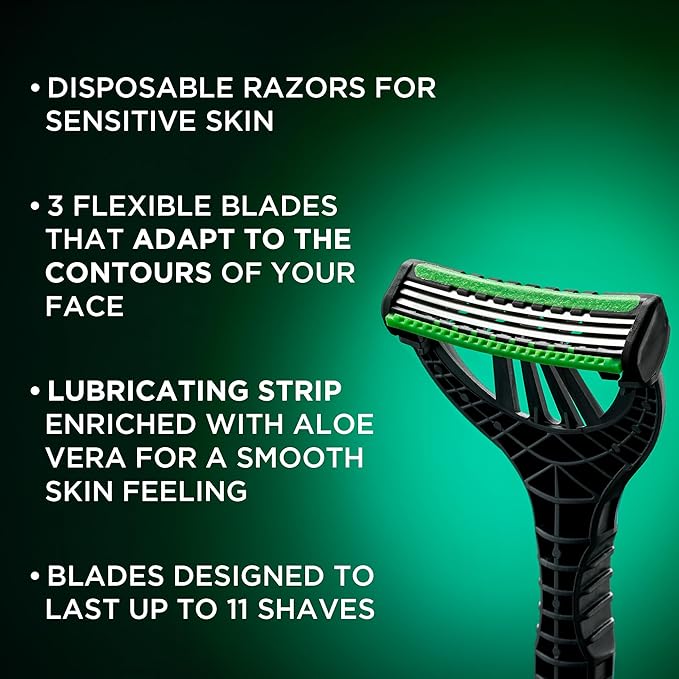 Wilkinson Sword - Xtreme 3 for Men | Sensitive | Pack of 8 Disposable Razors