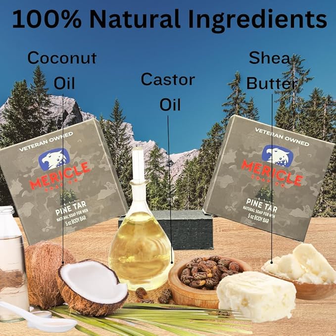 Pine Tar Organic 5oz Body Bar | Traditional Cold Process Technology | 100% Organic & Natural Ingredients | No Harsh Chemicals | Exfoliating | Made in the USA
