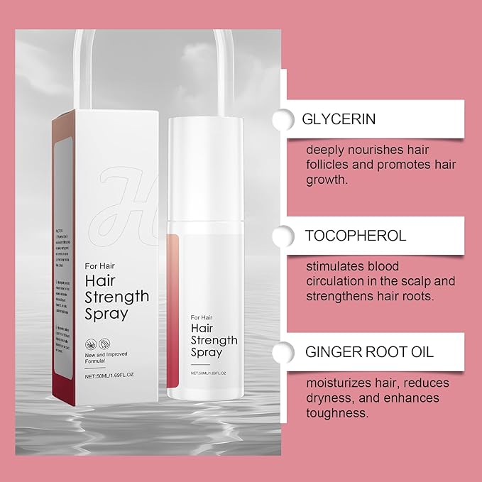 50ml Hair Strength Spray - Promotes Healthy Hair Growth, Repairs Follicles, Deeply Nourishes Scalp & Hair, Reduces Breakage, With Glycerin & Tocopherol