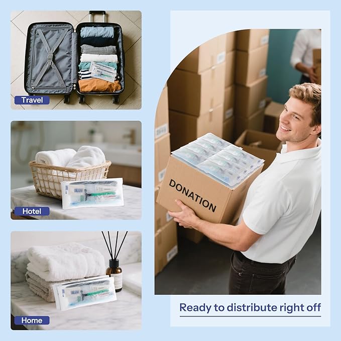 Pack of 20 Travel Size Toiletries Kit Individually Packed,Personal Hygiene Kit for Men Homeless Care Package Supplies Bulk