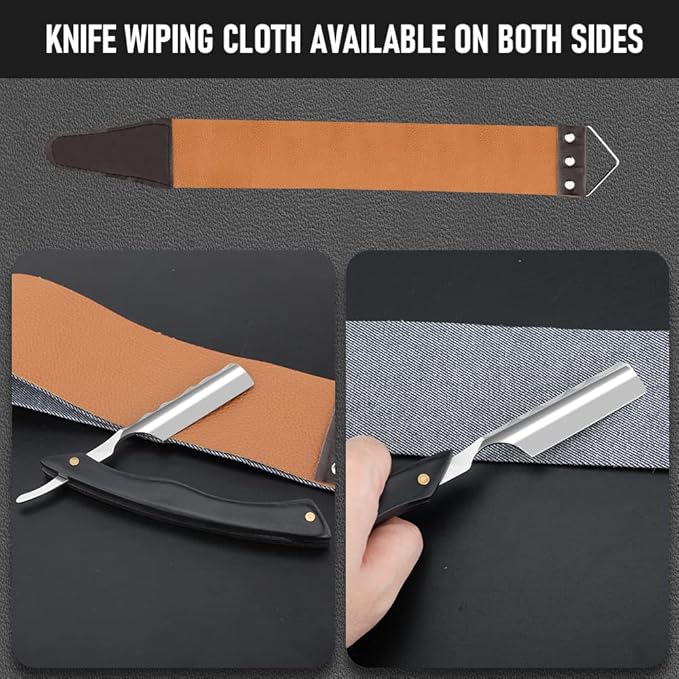 Straight Razor With Strope - Professional Straight Edge Barber Premium Stainless Steel Shaver With Shaving Strop for Men Home & Salon Grooming Using (NO.155)