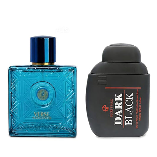 Verse Adonis & Dark Black Combo Men Cologne 3.4 Fl. Oz Men's Perfume Intense Combination of Woody & Musk Scents Eau De Parfum for Men Lasts All Day Best Gift