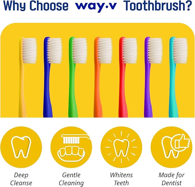 WAY.V Extra Soft Toothbrush Refill for Adults Sensitive Gums and Teeth with Individual Head Covers, 14 Pcs Manual Toothbrushes - Family and Guests - Green (14 Counts, Soft Bristle)