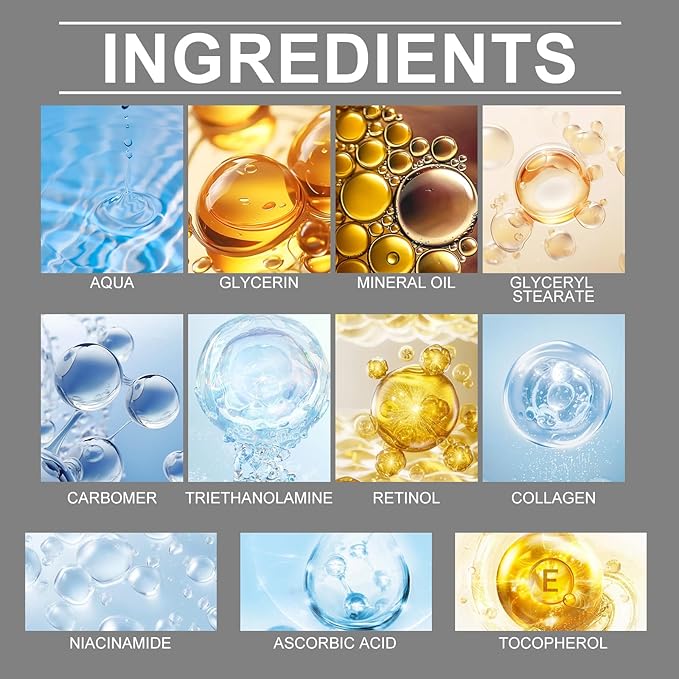 Retinol Collagen Anti-Aging Moisturizer, Hydrating Wrinkle Smoother with Vitamin C & E, Daily Facial & Neck Firming for Women & Men