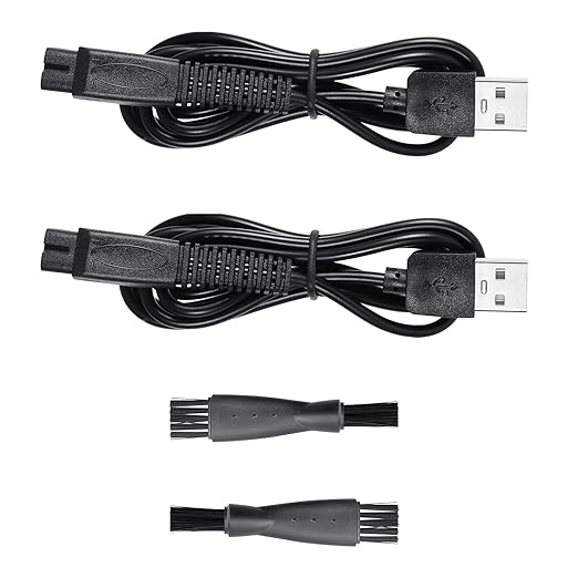 Charging Cable Replacement for Hatteker Shaver Electric, Micro Touch Solo Trimmer Razor, Pitbull Skull Shaver, USB Charger Cord with Brush (2-Pack)