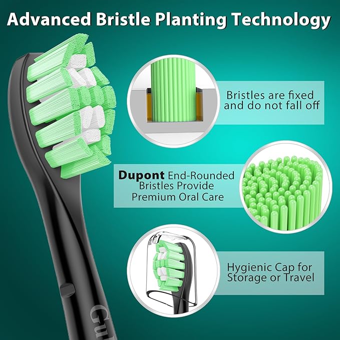 Designed for Sonicare Replacement Heads, Electric Toothbrush Replacement Brush Heads Compatible with Philips Sonicare, 10 Pack, Black