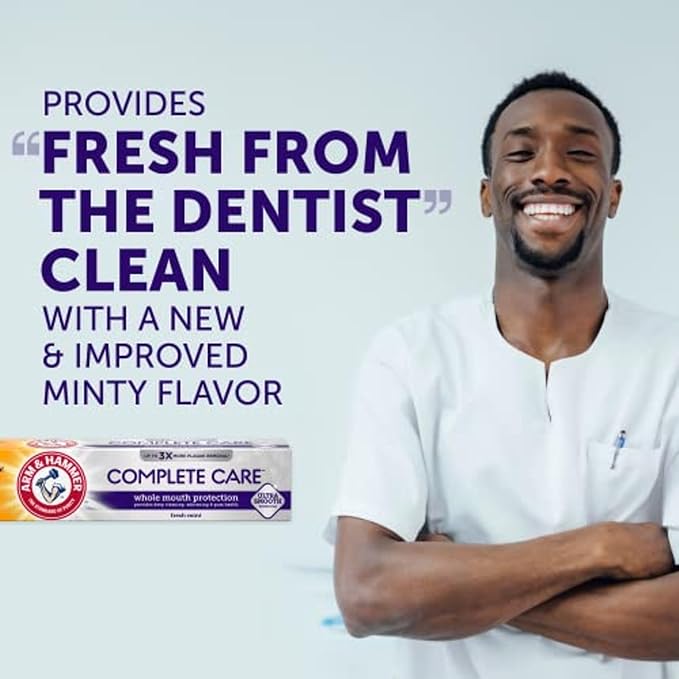 ARM & Hammer Complete Care Toothpaste, Teeth Whitening Toothpaste with Baking Soda, Fluoride, Whole Mouth Protection, Fresh Mint Flavor, 6.0 oz (Pack of 4)