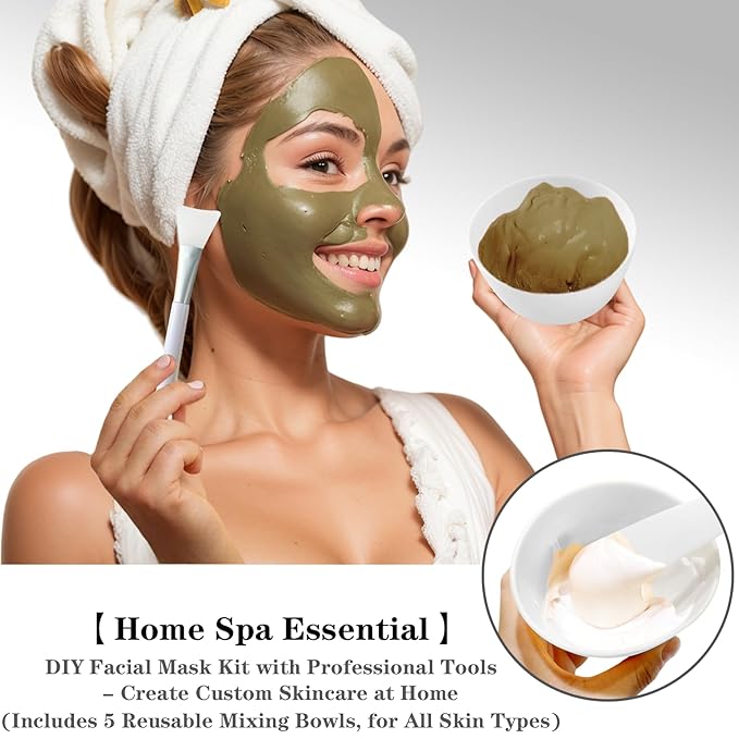 7Pcs Silicone Facial Mask Bowl DIY Face Mask Mixing Bowl for Home Salon Spa Face Skin Applicator Bowl, White