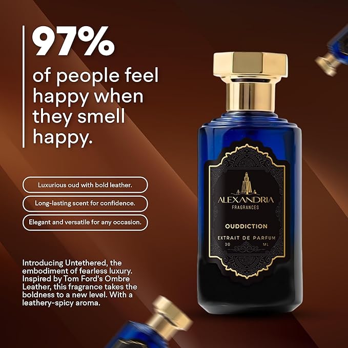 Alexandria Fragrances Ouddiction Perfume - Premium Parfum with Rich Oud and Leather Notes - Long Lasting Eau de Parfum for Men and Women - Luxury Men’s Cologne for Every Occasion - 30ml
