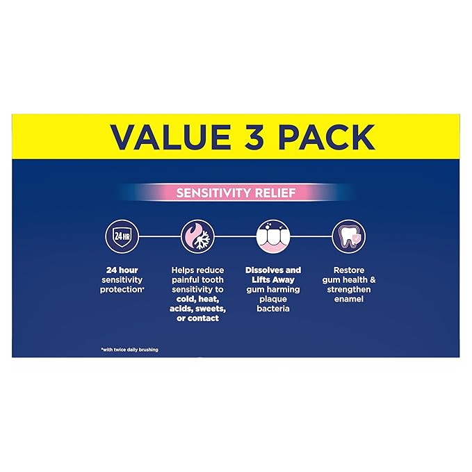 Crest Sensitivity Toothpaste 4.8 oz (3 Pack), Relieves Sensitivity, Strengthens Gums, Anticavity, Clinically Proven, Antibacterial Toothpaste
