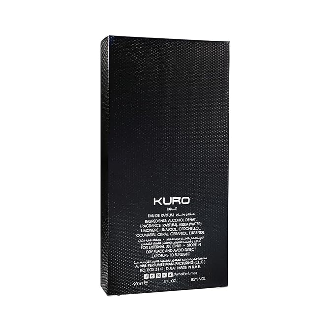 Ajmal Kuro Eau de Parfum for Men, 3.0 fl oz / 90 ml, Aromatic Spicy Woody Masculine Fragrance, Long Lasting Men’s Perfume, Made in Dubai
