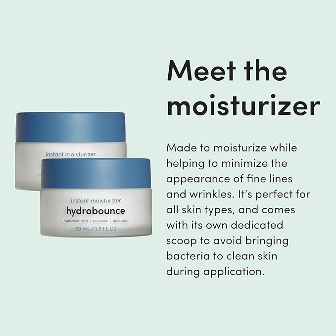 hers Hydrobounce Instant Moisturizer - Hyaluronic Acid, Squalane, & Probiotic Formula - Lightweight Daily Face Cream - Hydrating Vegan Facial Lotion – 1.7 Fl Oz