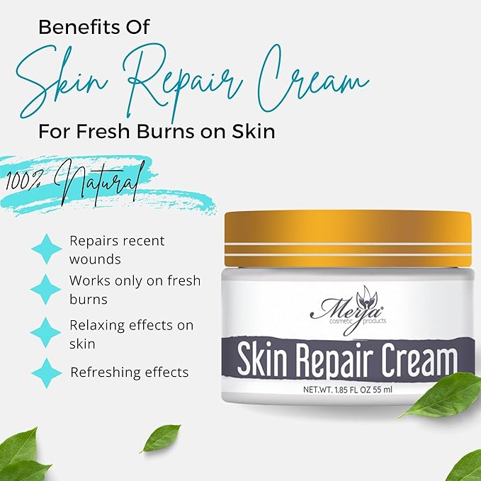 Merja Herbs Natural Burn Repair Cream with essential oils - Skin Repair & Burn Relief cream - Soothing Natural cream - 55ml 1.86oz