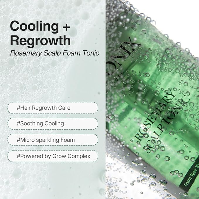 ROOTONIX Rosemary Scalp Tonic for Thinning Hair, Leave-In Treatment, K-Beauty Hair Growth Foam with Biotin, Caffeine (3.38oz /100 ml)
