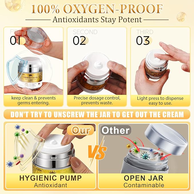 3% Retinol Cream Face Moisturizer, Anti Aging Neck Firming Cream with Collagen, Day & Night Face Cream with Hyaluronic Acid, Lifting & Tightening Wrinkle for Women & Men