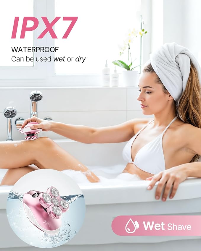 Electric Razors for Women, 5-in-1 Rechargeable Body Shaver - Waterproof Wet Dry Hair Remover - Trimmer for Lady Face Underarms Bikini,Lips,arms, Legs