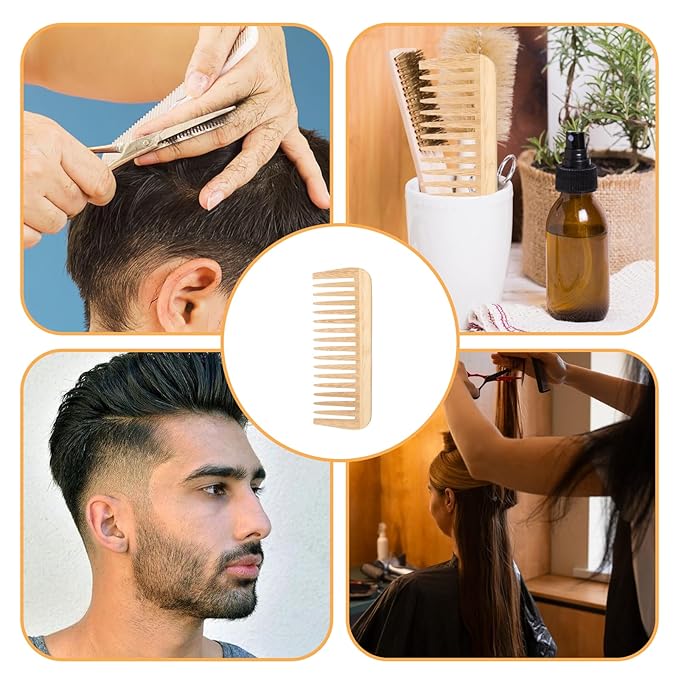 Bamboo Wide Tooth Comb, Large Hair Detangling Comb, Natural wooden combs for Hair, Beard, Mustache, Travel-Friendly, Hand Polished, No Handle Design