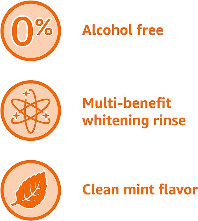 Amazon Basics Teeth Whitening Mouthwash, Alcohol-Free, Clean Mint Flavor, Breath Freshener, 32 fl oz, 4-Pack (Previously Solimo)