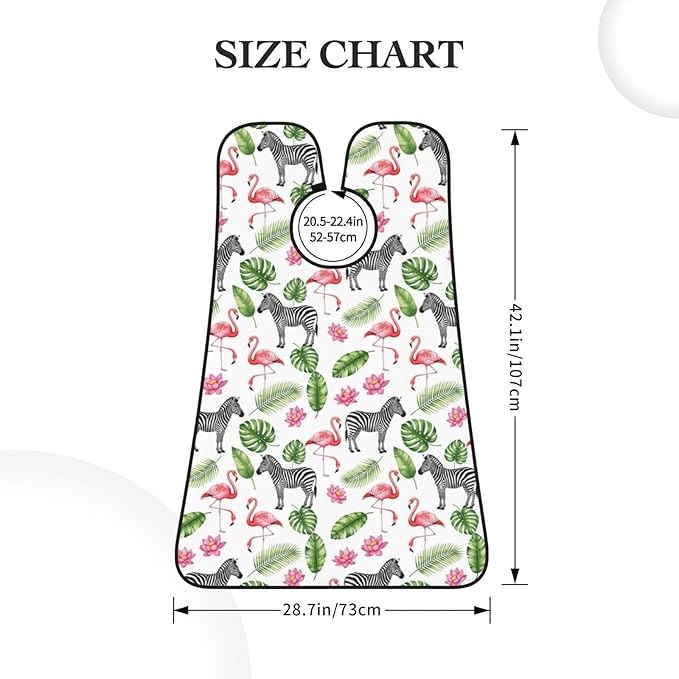 Men's Beard Maintenance Apron, Waterproof & Easy Clean, Exotic Pink Flamingo Zebra Hawaii Tropic Palm Leaf Floral Print