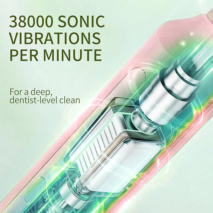 Bamboo Electric Toothbrush丨Rechargeable Electric Toothbrush with 4 Bamboo Heads, Soft Castor Oil Bristles,5 Moedes&3 Intensities, 45 Days Battery Life, IPX7 Waterproof-Pink