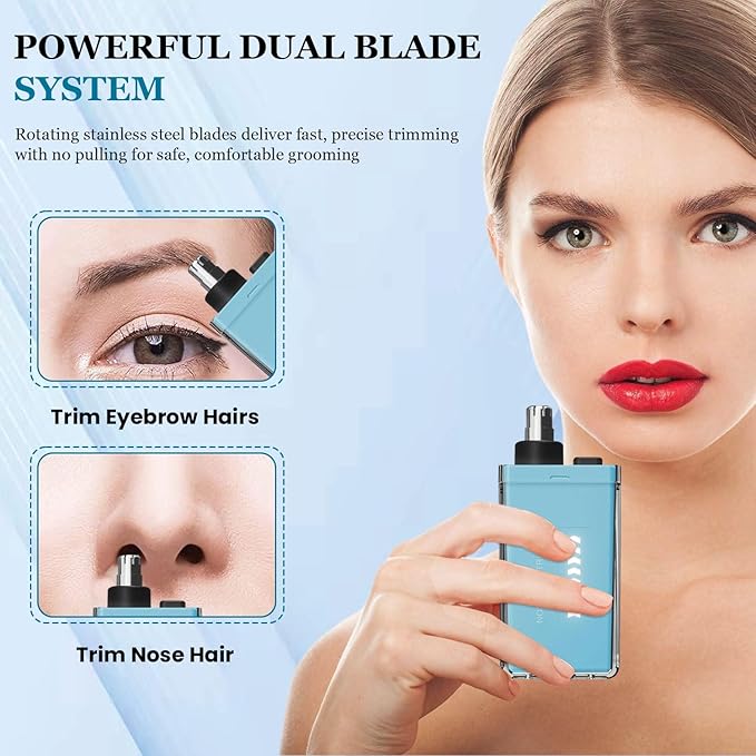 Nose Hair Trimmer for Men Women - Electric Nose Hair Clipper with Replaceable Stainless Steel Blade, Powerful Motor, Wet/Dry Use, Portable USB Rechargeable Design | Blue