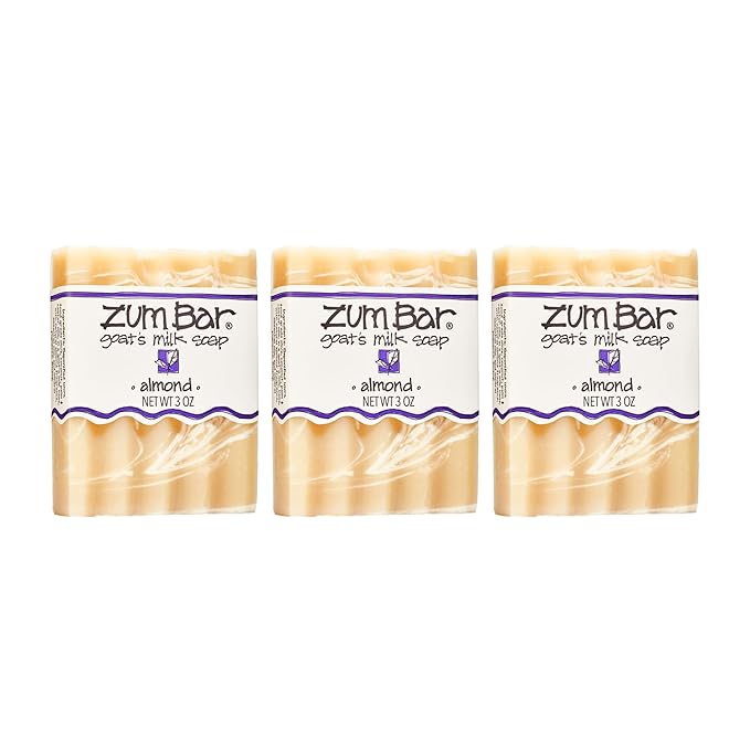 Indigo Wild Zum Goat's Milk Soap Bar - Bar Soap for Hands & Body Made with Essential Oils - 3 oz - Almond (3 Pack)