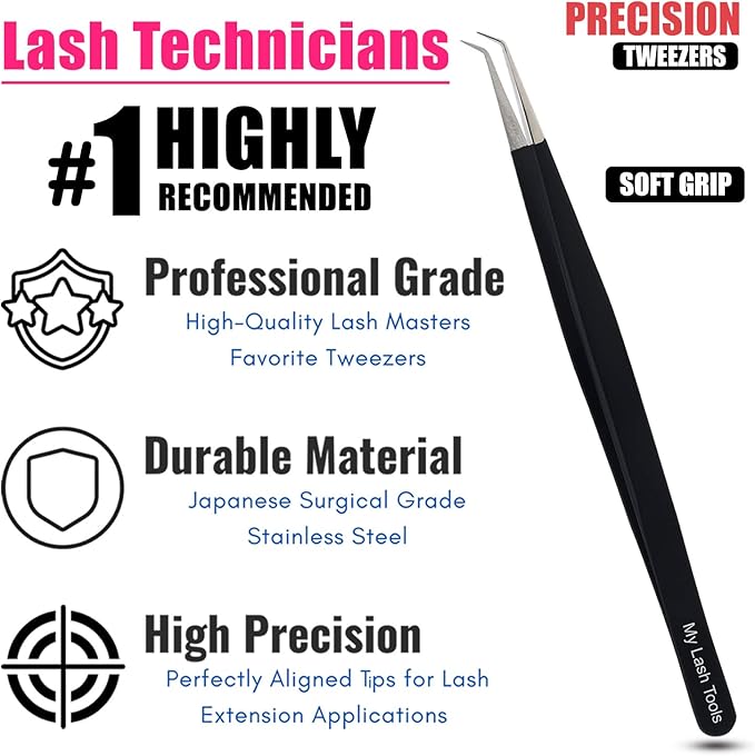 Isolation Lash Tweezers for Eyelash Extension Tweezer for Isolation Lash Extensions 14cm, Best for Individual Isolation & Classic Lashes Japanese Stainless Steel Matte Black)