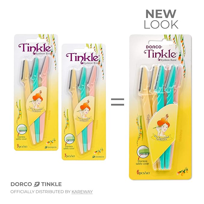 Tinkle Dermaplaning Tool 15ct, Dermaplane Razor for Women, Safe and Easy Peach Fuzz Remover, Eyebrow Trimmer with Protective Cover (5 Packs of 3)