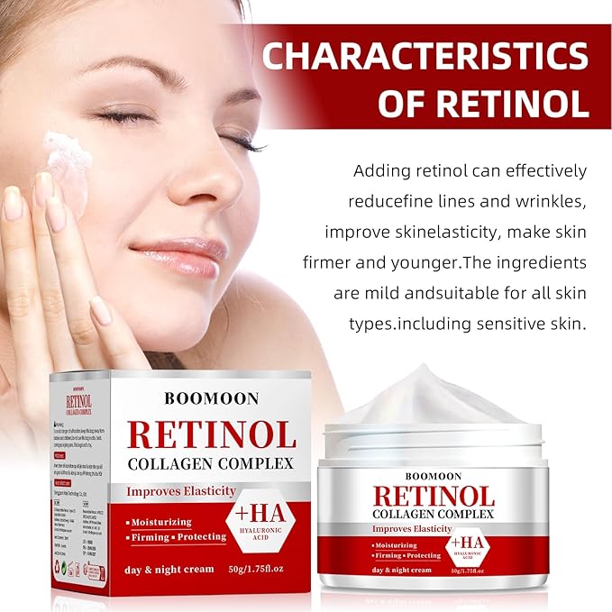 Retinol Collagen Face Cream with Hyaluronic Acid, Wrinkle Cream for Face, Neck with Collagen Hyaluronic Acid, Day & Night Moisturizer Face Cream for Men Women, 1.75 oz (1)