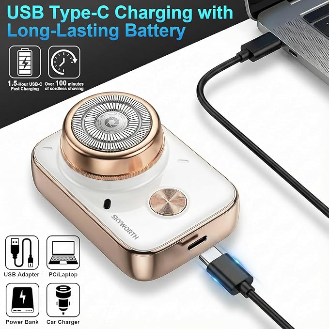 Electric Foil Shavers for Men, Electric Razor for Men Face, Cordless Ele-ctric Face Shaver with Big Mirror, Pocket Shaver USB Mini Shavers for M-en,Rechargeable USB-C,IPX7 Waterproof,Gifts-B
