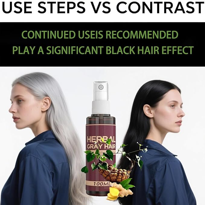 Herbal GrayHair Spra, Hair Darkening Conditioner Spra, Herbal Darkening Spra，Hair Color Spra for Gray Hair Coverage, Gray Hair Sprat-100ML (3pcs)