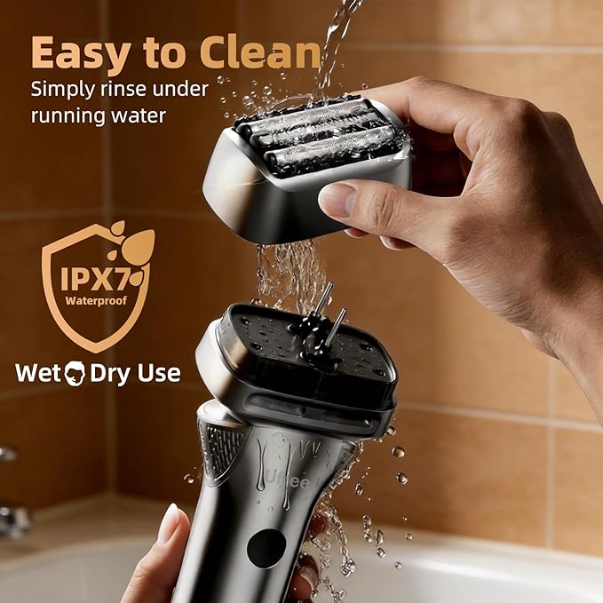 Ufree Foil Shaver with Pop-Up Trimmer, 8,500 RPM Electric Razor for Men, Wet & Dry Electric Shaver with 2 Speed Modes, LED Display, Rechargeable Cordless, IPX7 Waterproof, Silver
