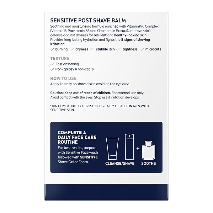 NIVEA MEN Real Madrid Limited Edition Design Sensitive Post Shave Balm, with VitaminPro Complex, Alcohol Free After Shave Balm for Men, 3.3 Fl Oz Bottle