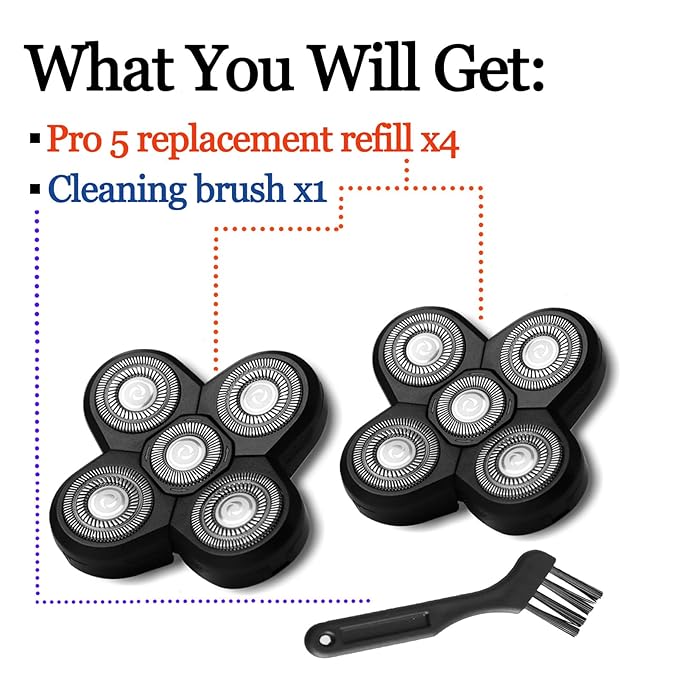2-Pack Pro 5 Replacement Blade Refills for Freebirds Bald Head Shavers, Shaver Replacement Head for a Close and Smooth Shaving Experience