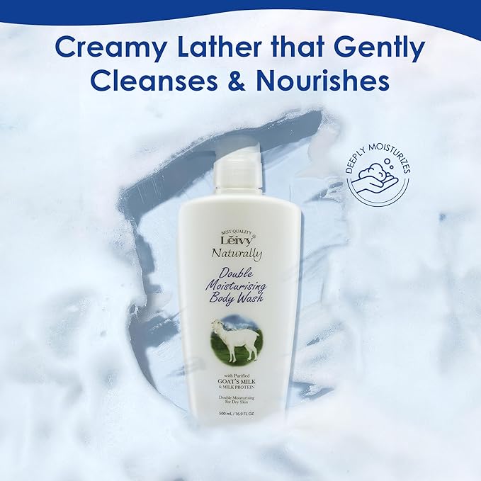 Lěivy Goat Milk Body Wash Moisturizing - Floral Fragrance, for Dry Skin Cleanser Hydrating Body Wash, with Hydrolyzed Milk Protein & Vitamin E, 16.9 Fl oz Bottle